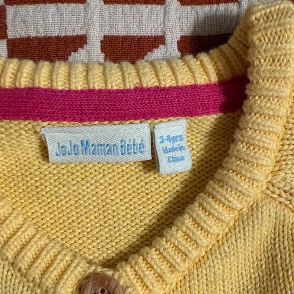 Jojo Maman Bebe - Yellow Kids Cardigan with Zebra Design - Picture 2 of 3